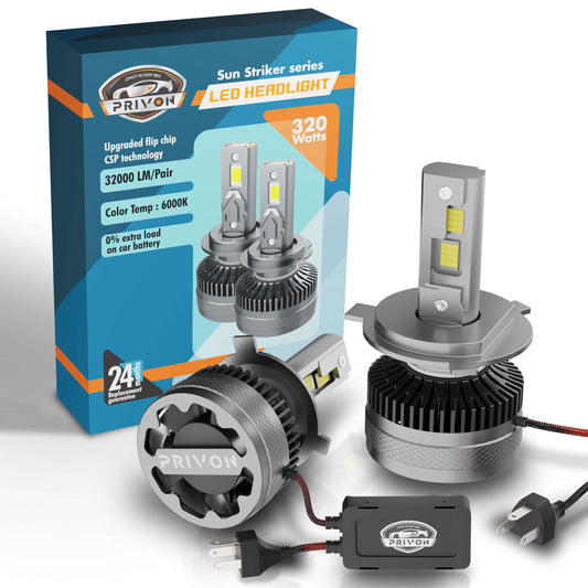 PRIVON 320W India's Brightest Car LED Headlight Bulb | 6000K White Light | 02 Years Replacement Guarantee Privon.in