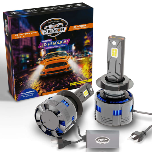 PRIVON 210W Ultra Bright LED Headlight Bulb | 6000K White Light | 02 Years Replacement Guarantee Privon.in