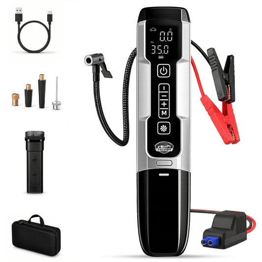 PRIVON 5-in-1 Car Emergency Kit with Jump Starter, Tyre Inflator, Vacuum Cleaner & LED Emergency torch | 01 year warranty Privon.in