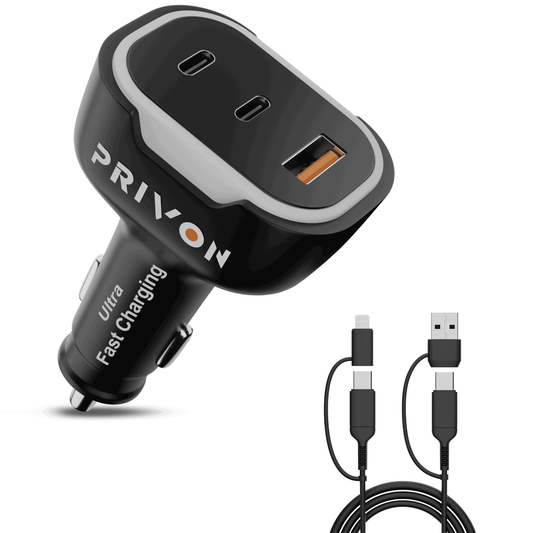 120 W Car Charger with 4-in-1 Cable Privon.in