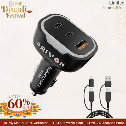 120 W Car Charger with 4-in-1 Cable