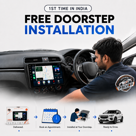 PRIVON 9 inch Android Multimedia Player for Car – Android 15 | 1080p Full HD |  Car-Specific Frame Included | 1-Year Warranty