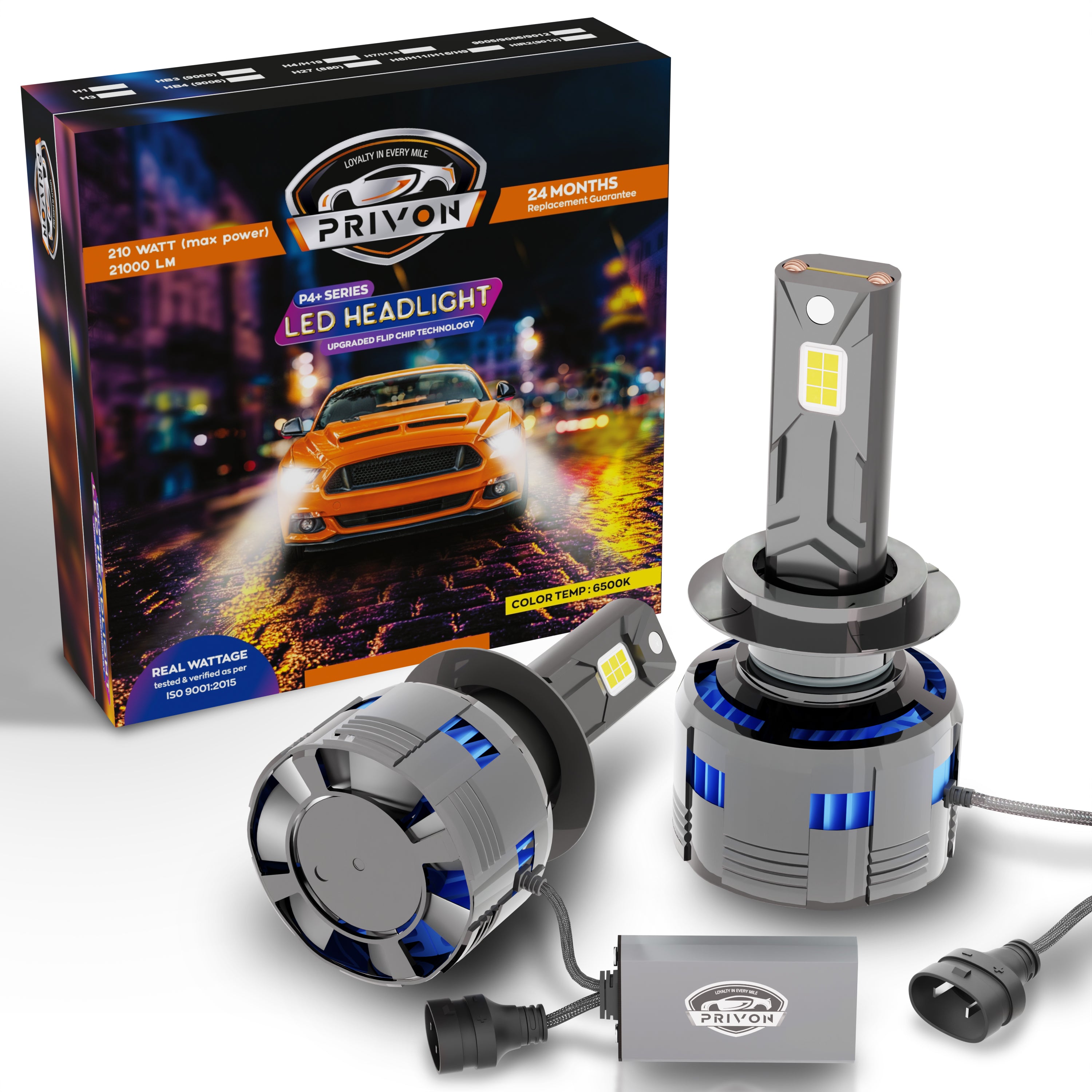 210W white LED Headlight bulb for car | 21000LM | 6500k | 02 years replacement guarantee