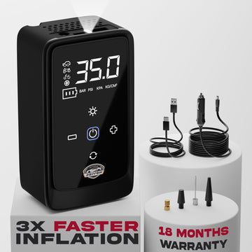 PRIVON Portable Tyre Inflator for Car and Bike, Cycle | 4500mAh Cordless & 12V Car Socket Air Pump | 150 PSI Digital Display | LED Flashlight | Power Bank | Auto Shut Off | 18M Warranty (Tez 1.0)